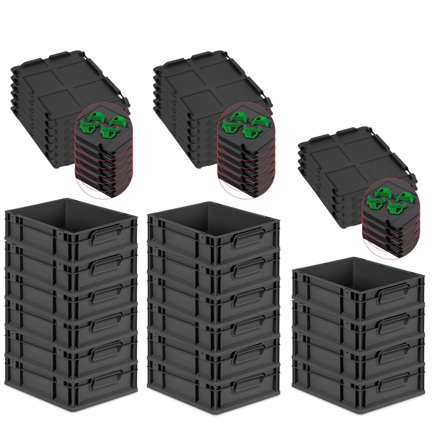 PROREGAL SuperSparSet 16x Eurobox Nextgen Grip Mit Auflagedeckel Und Grünen günstig online kaufen