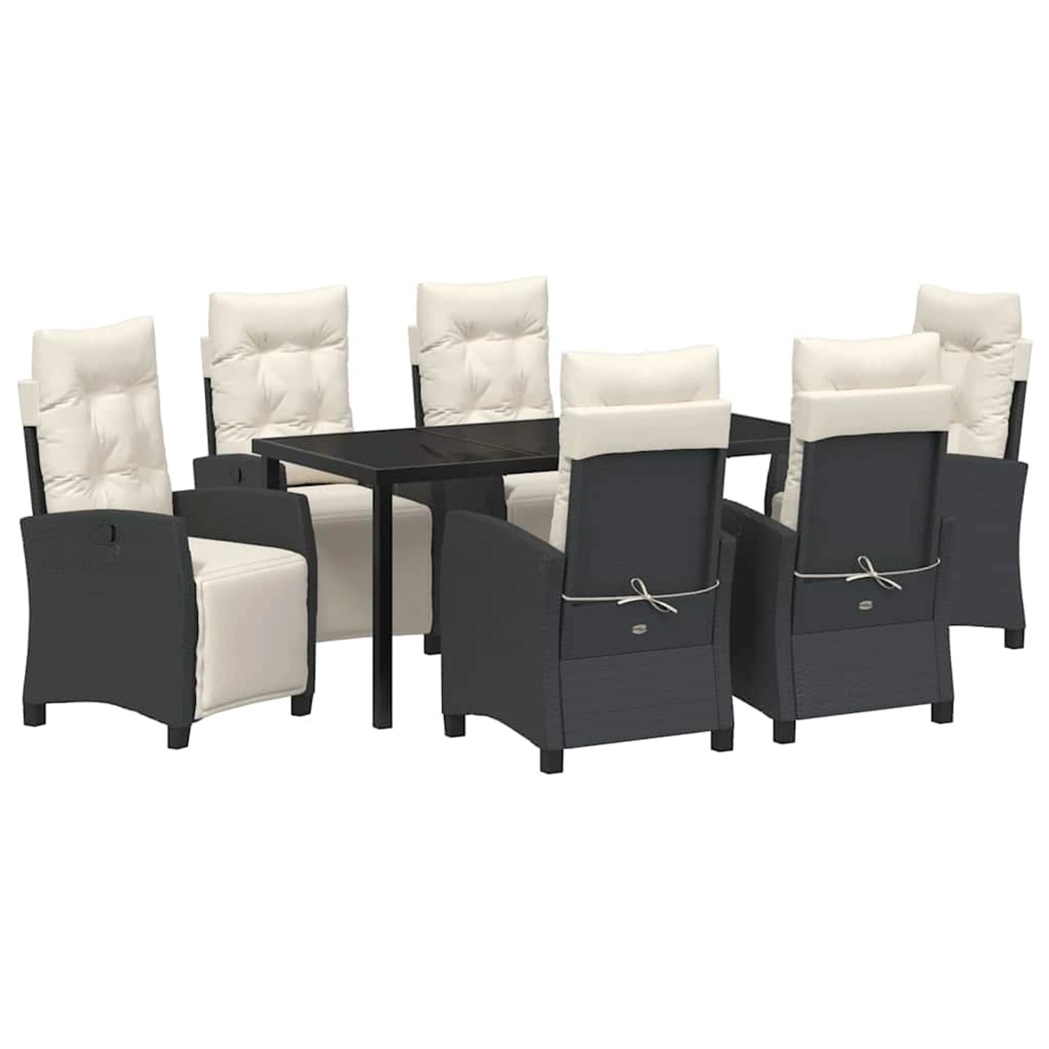 vidaXL Garten Essgruppe 7-Tlg Schwarz Poly Rattan 3380418 günstig online kaufen