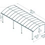 Canopia Carport Arcadia 8500, anthrazit, 360x860cm, mit Maßangaben. Ideal als Unterstand für PKW, Motorrad oder Fahrräder.
