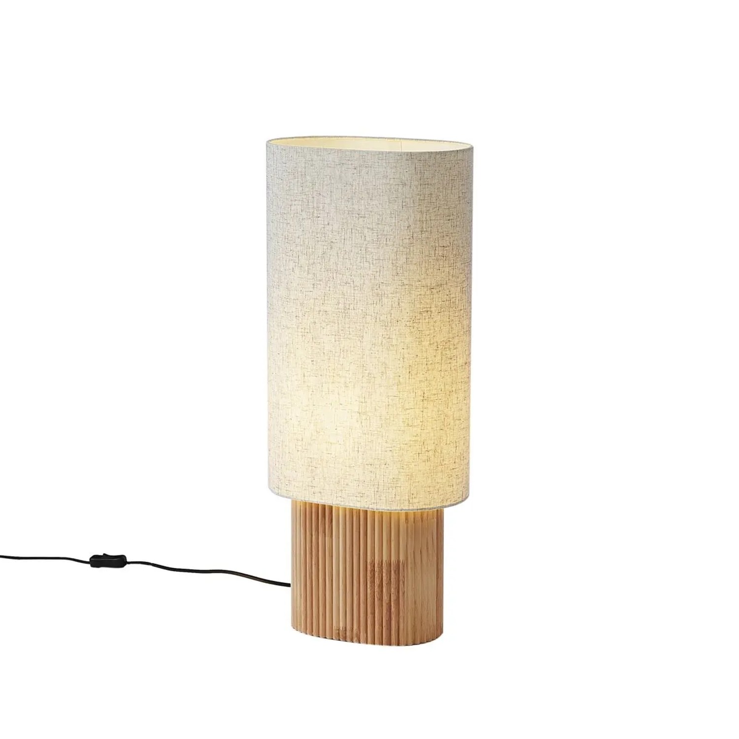 QAZQA Japandi Stehleuchte Holz mit Leinenschirm 70cm Lamel