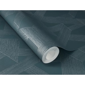 Schöner Wohnen Vliestapete Linien in Petrol, Rollenoptik mit grafischem Muster.