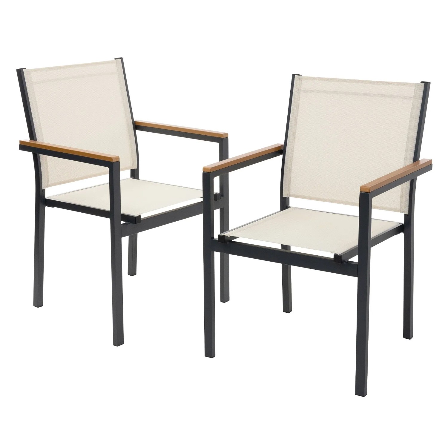 ML-Design Gartenstühle 2Er Set Beige Textilene mit Aluminiumgestell