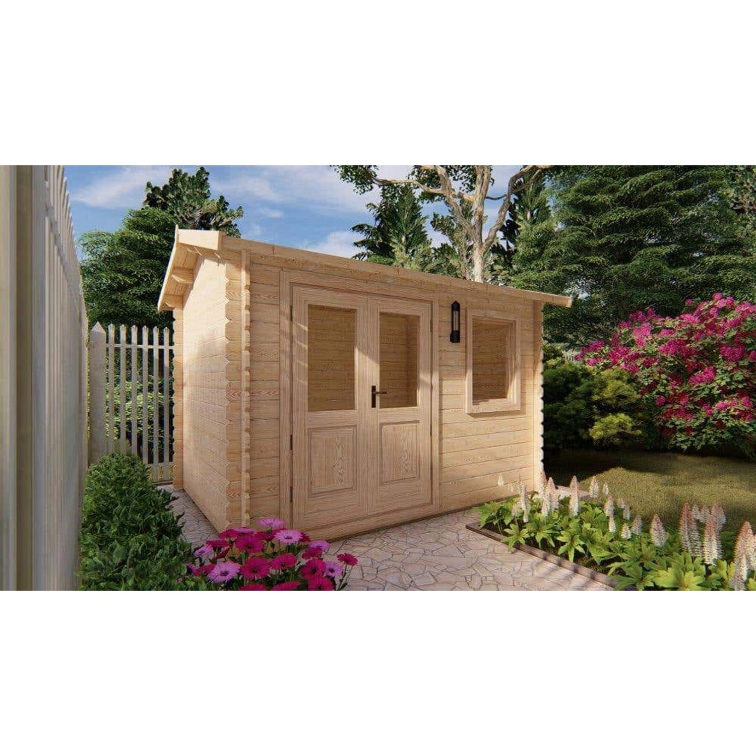 Alpholz Gartenhaus/Gerätehaus Erna Satteldach 360 cm x 270 cm Natur