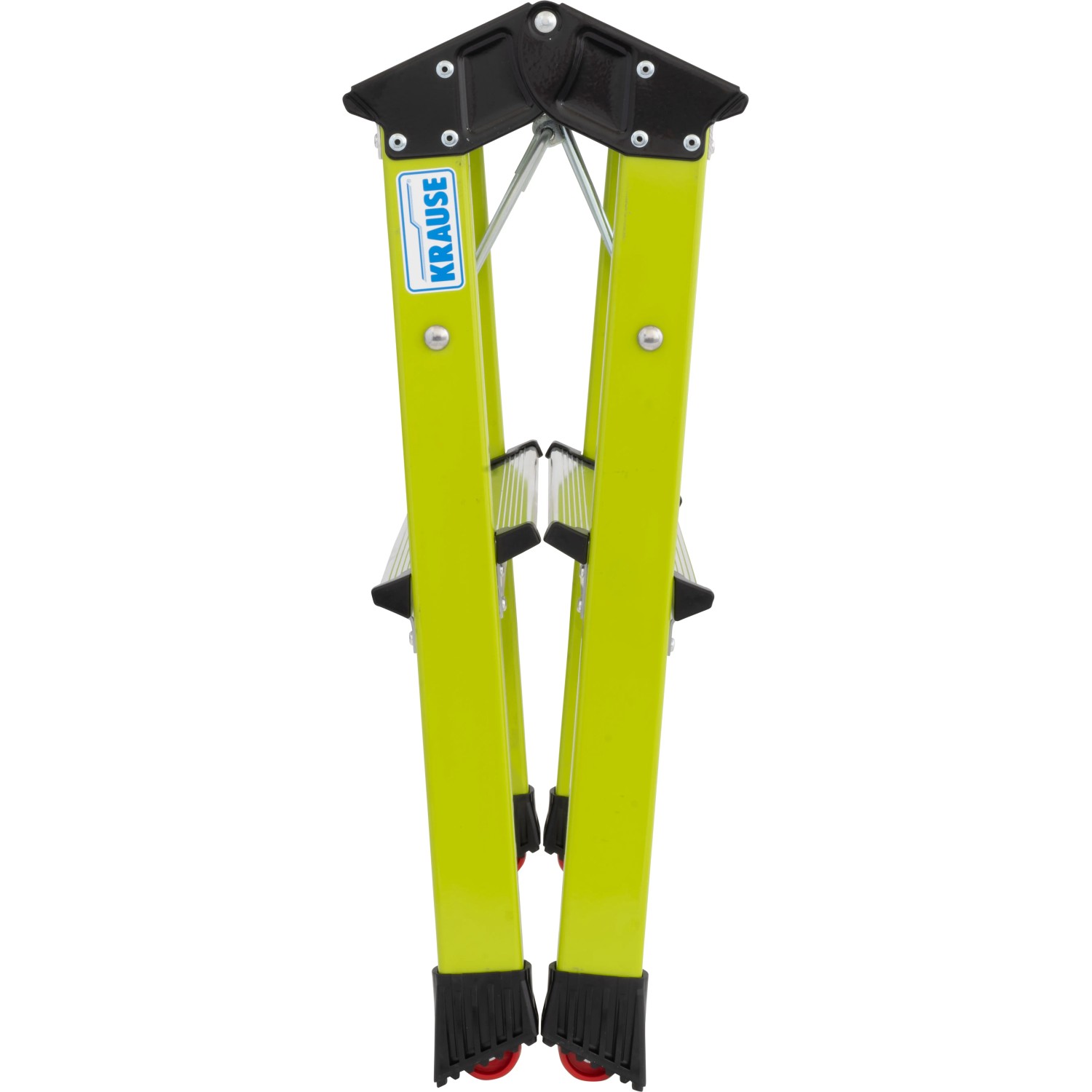 Zusammengeklappter, fahrbarer, grüner Krause Klapptritt Rolly mit 2x2 Stufen.