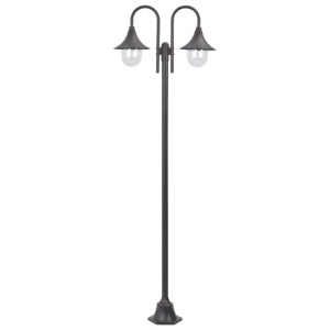 vidaXL Garten-Pollerleuchte E27 220 cm Aluminium 2-Laterne Bronze 44209