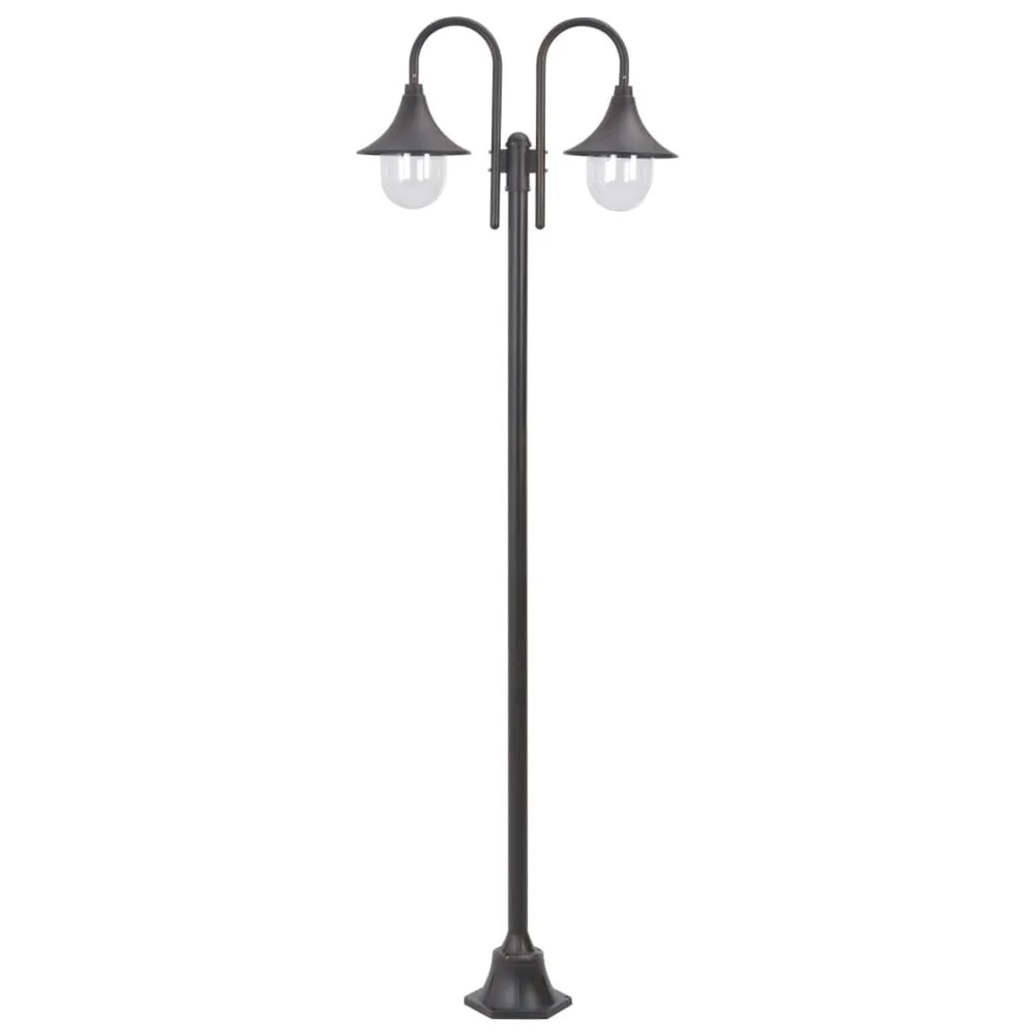 vidaXL Garten-Pollerleuchte E27 220 cm Aluminium 2-Laterne Bronze 44209