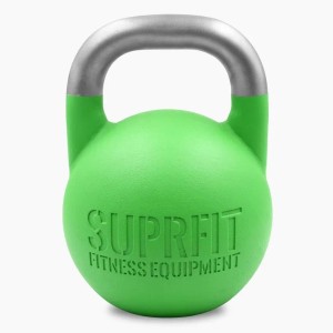 Grüne Suprfit Pro Competition Kettlebell 24 kg mit silbernem Edelstahlgriff für Sport & Fitness Training.