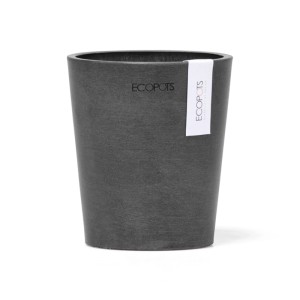 Ecopots Morinda Pflanztopf, dunkelgrau, 11x12,4cm. Schlichter Blumentopf für Innen- und Außenbereich.