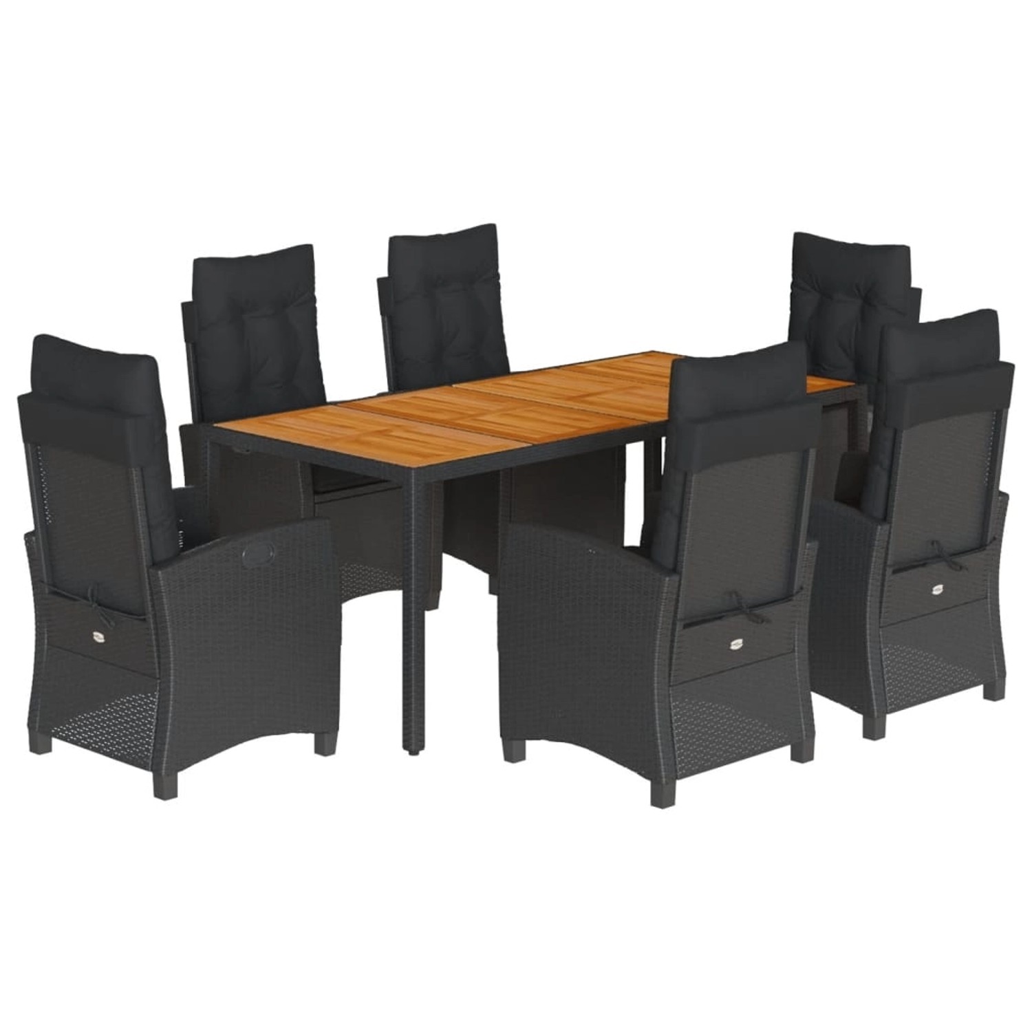 vidaXL 7-Tlg Garten-Essgruppe mit Kissen Schwarz Poly Rattan 3212668 günstig online kaufen