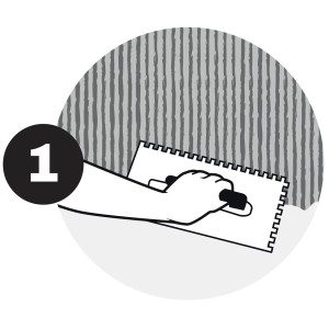 Illustration: Verblender anbringen mit Zahnspachtel, Schritt 1.