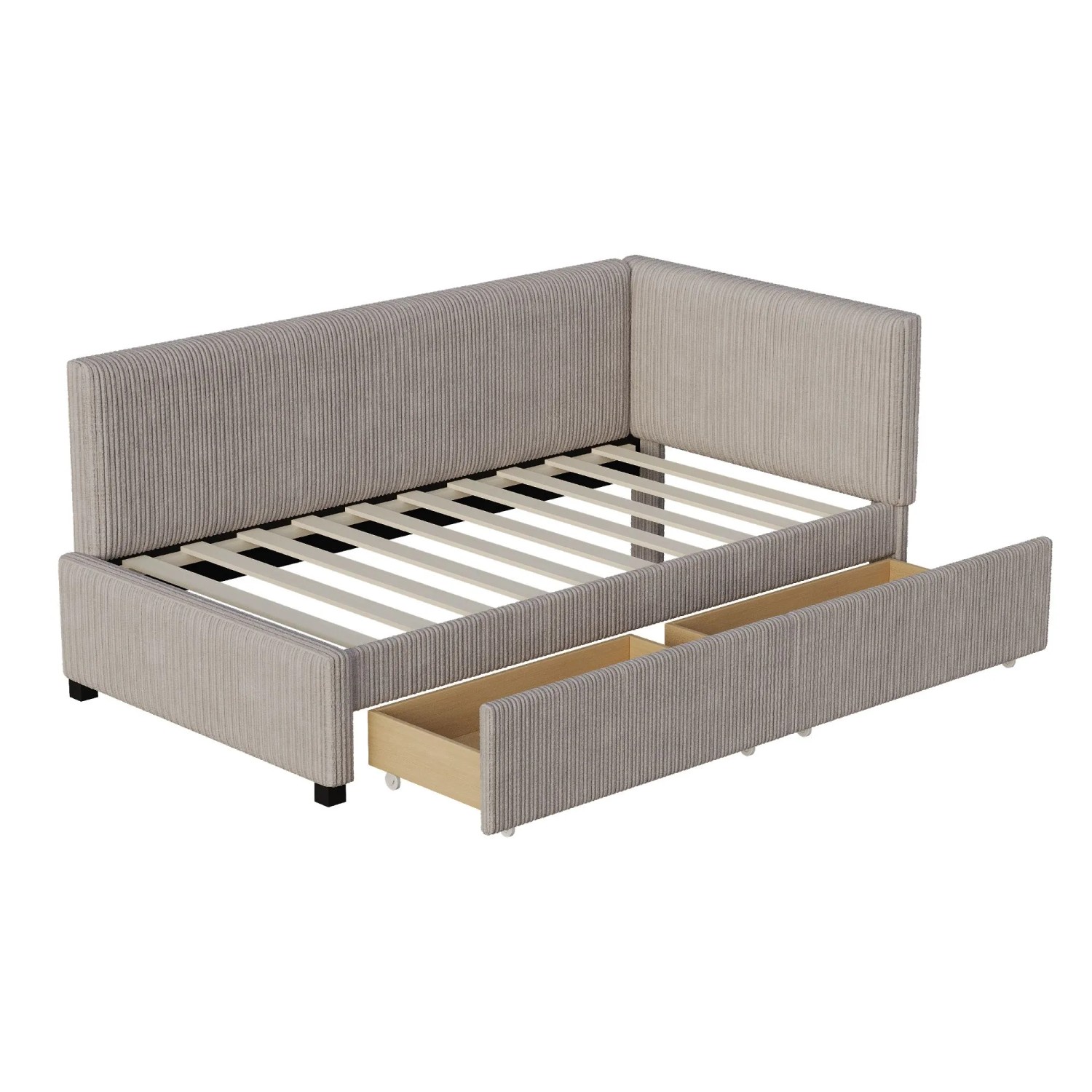 Merax Schlafsofa 90x200cm Samt Schubladen Grau