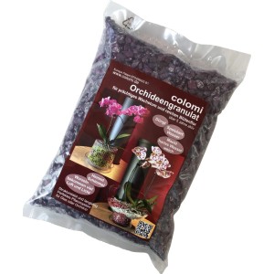 Colomi Orchideengranulat Flieder, 1 Liter Packung, mineralisches Substrat für Zimmerorchideen.