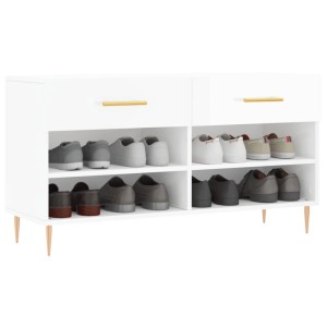 vidaXL Schuhbank Hochglanz-Weiß 102x35x55 cm Holzwerkstoff 829726