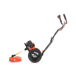 FUXTEC Benzin Motorsense FSR152 auf Rädern, orange-schwarz, mit Motor und Griff, für Rasenpflege.