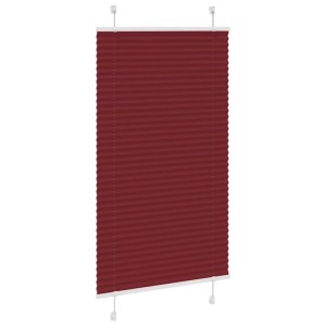 Bordeauxrotes Plissee 70x100 cm, gefaltet, mit Befestigung. Fenster-Faltstore für Sichtschutz.