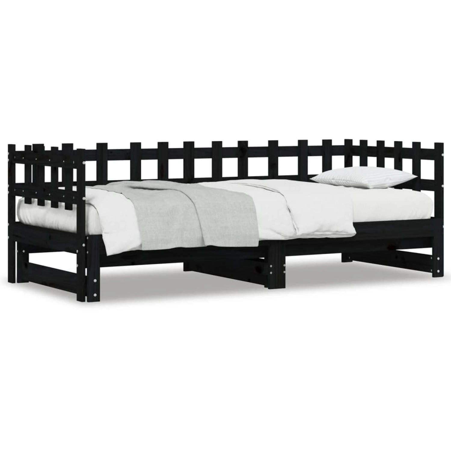 vidaXL Bett Tagesbett Ausziehbar Schwarz 2x(80x200) günstig online kaufen