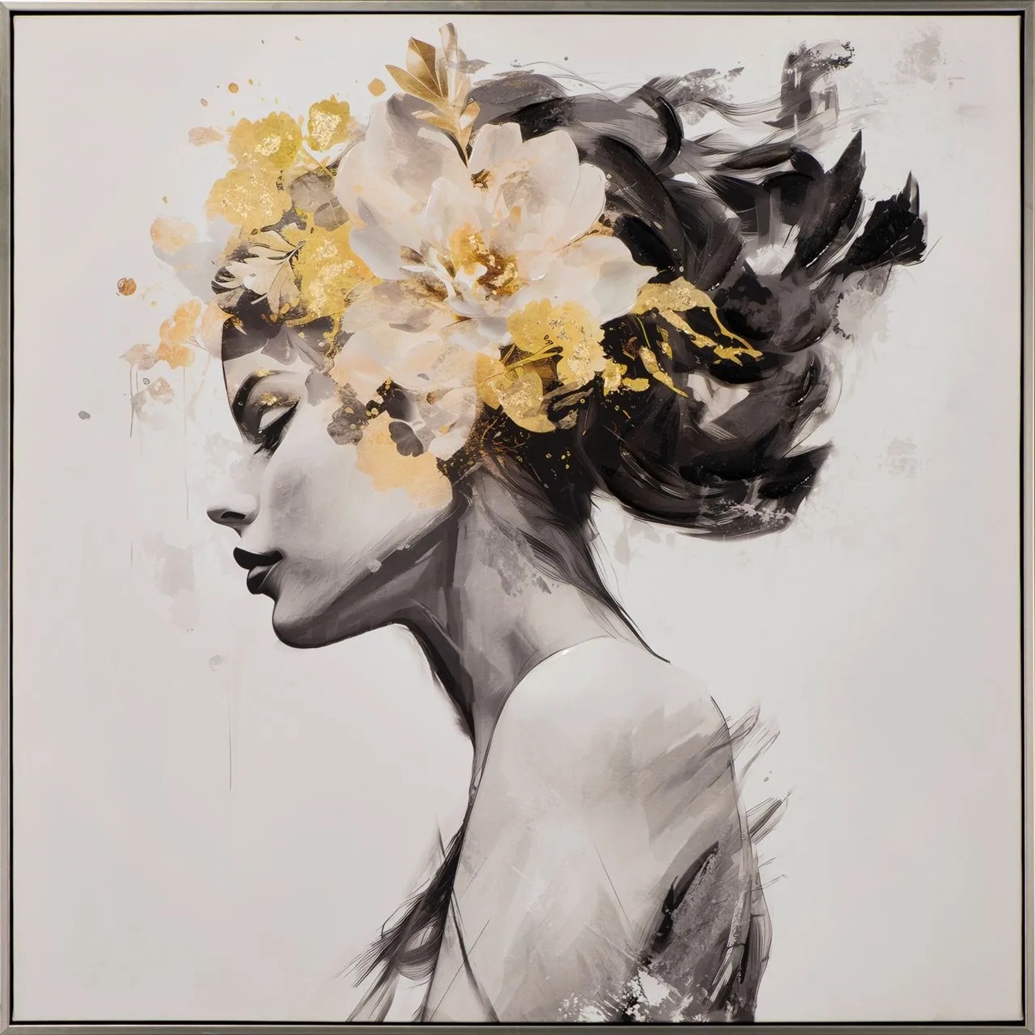 Art Universe Leinwandbild Golden Flower Beauty 80 x 80 cm