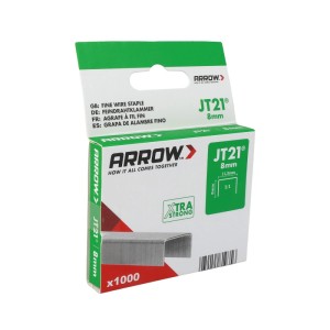 Arrow Klammern JT21, 8 mm, 1000 Stück, Feindrahtklammern für Tacker Zubehör.