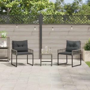 vidaXL Gartenmöbel-Set mit Kissen 3-Tlg Grau 42025175