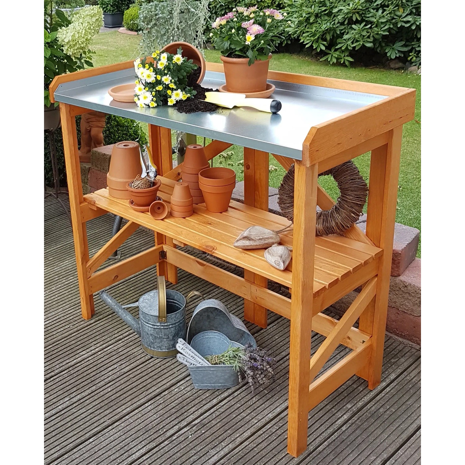 Promadino klappbarer Pflanztisch verzinkte Arbeitsfläche 45 cm x 97 cm x 88 cm kaufen bei OBI