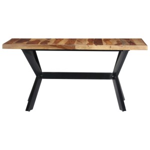 vidaXL Esstisch aus Massivholz, 140x70 cm, mit schwarzem Stahlgestell. Tisch für Esszimmer oder Küche.