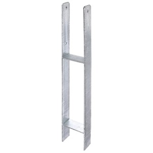 Feuerverzinkter Alberts H-Pfostenträger 116x300/800x60 mm zum Einbetonieren.