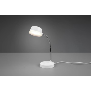 Weiße Reality LED-Tischlampe Kiko mit flexiblem Hals für Schreibtisch oder Nachttisch.