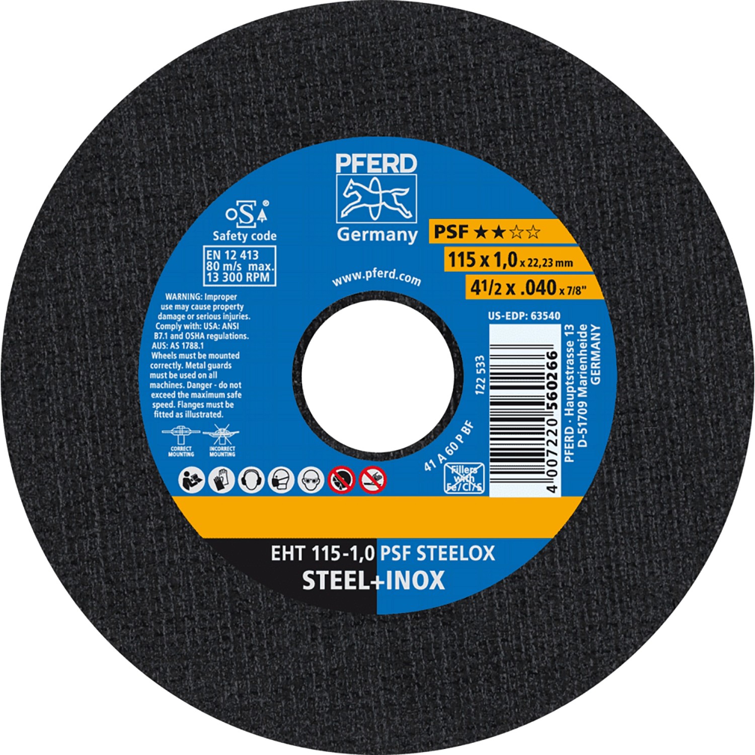 Pferd Trennscheiben PSF EHT Steelox 115 mm x 1 mm