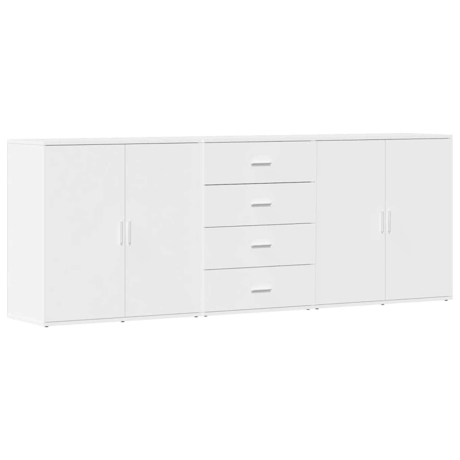 vidaXL Sideboards 3 Stk Weiß Holzwerkstoff 3276609