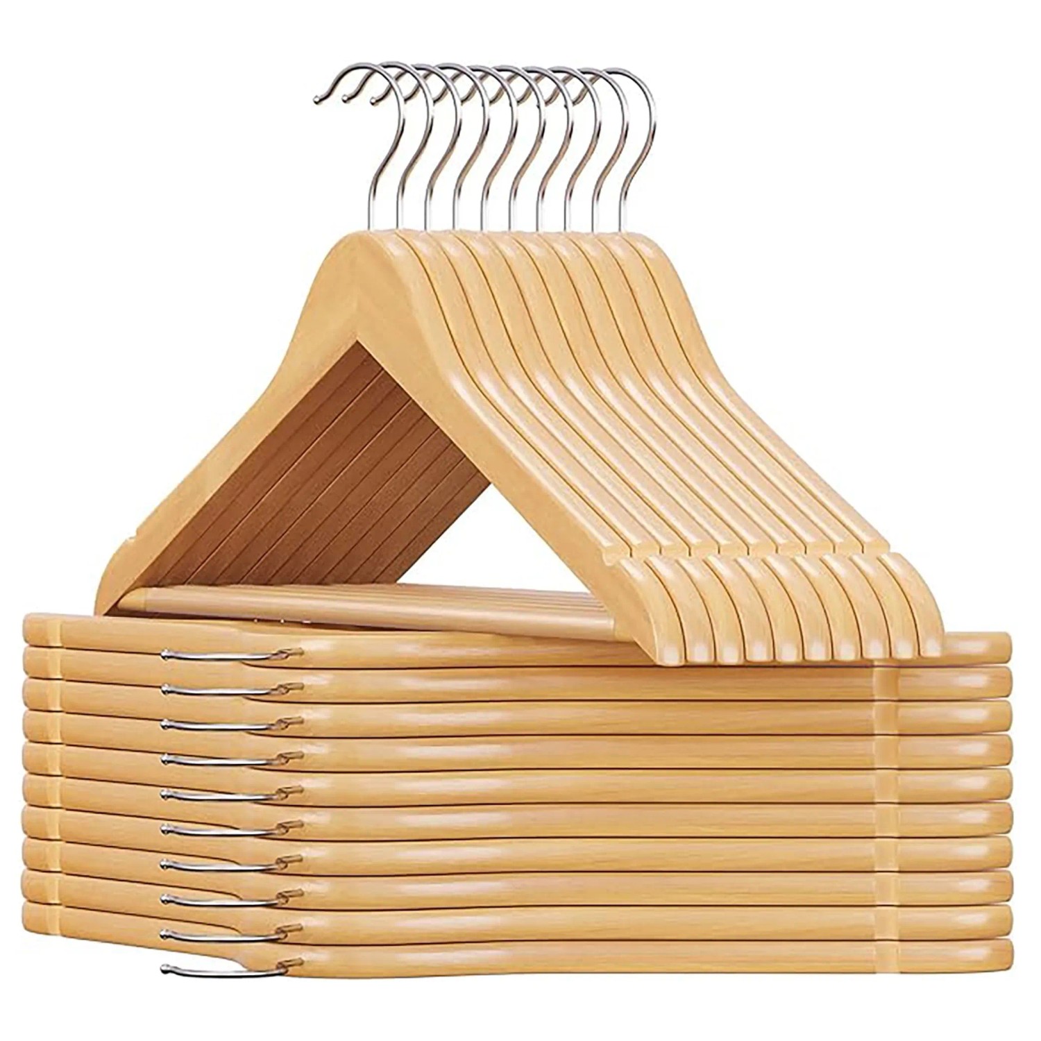 Songmics Kleiderbügel-Set Cason Holz Natur 20-teilig günstig online kaufen