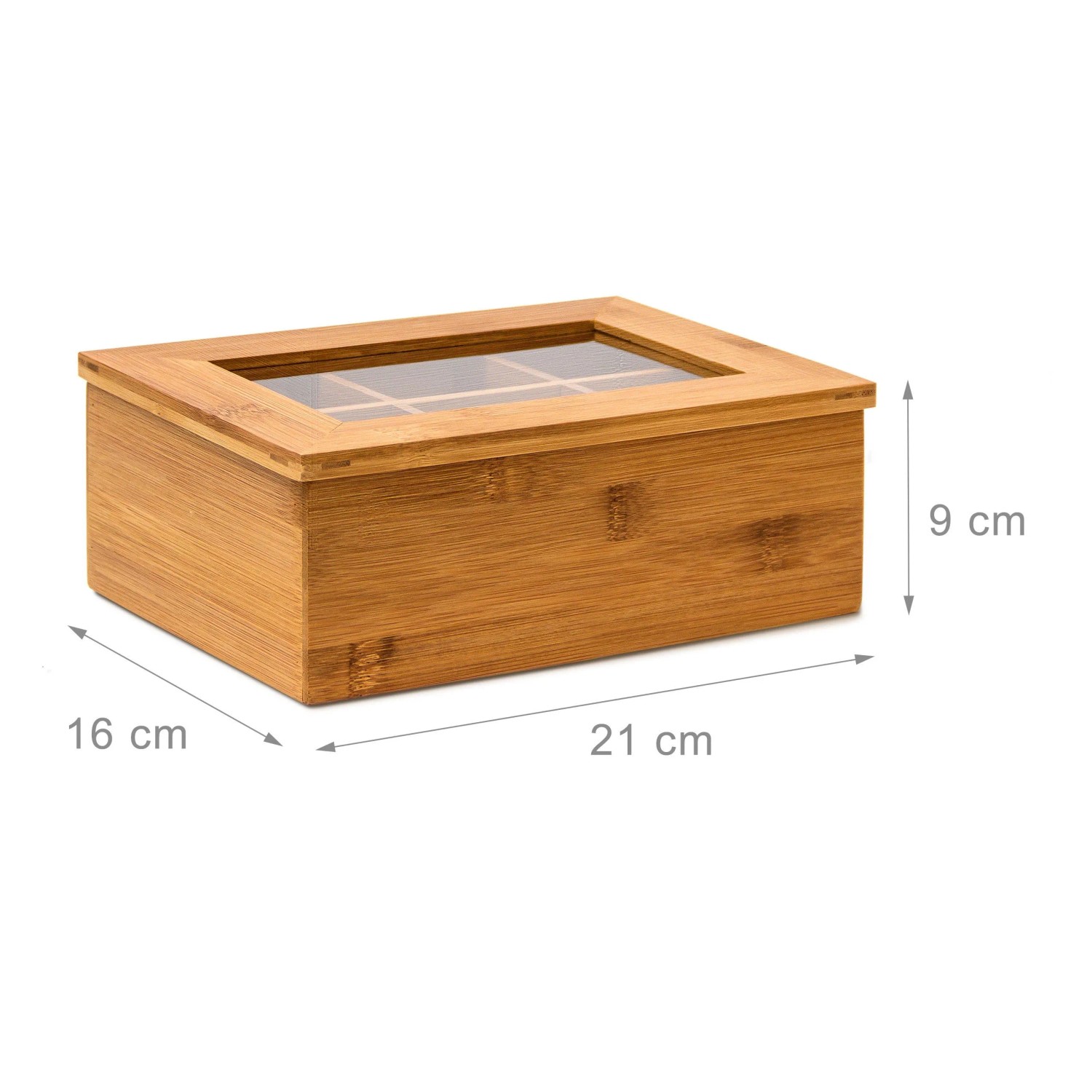 Relaxdays Teebox Bambus Natur Luftdicht 6 Fächer 9 cm x 22 cm x 16 cm 0,7 kg_4