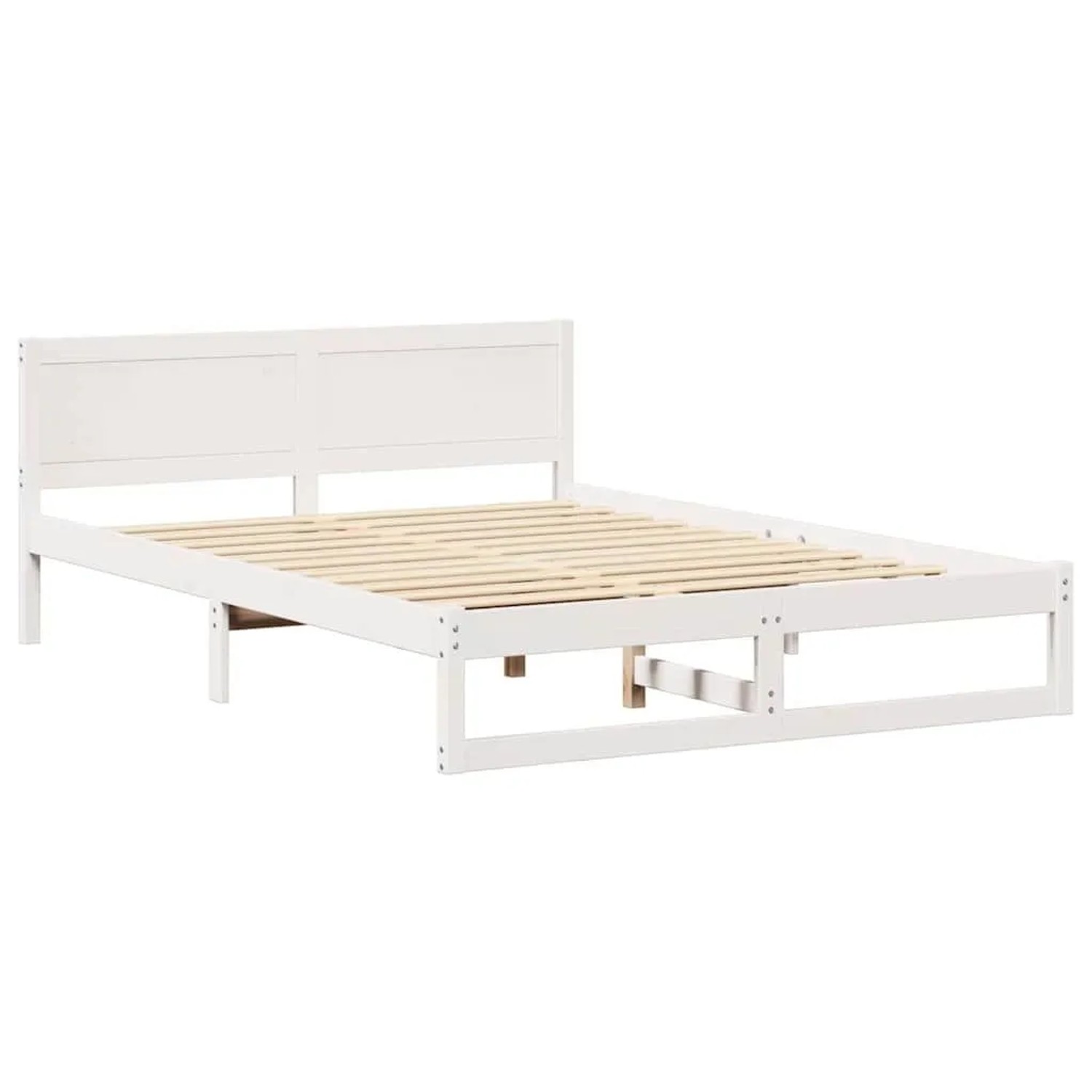 vidaXL Bettrahmen mit Kopfteil Weiß 140 x 200 cm Massives Kiefernholz 873272