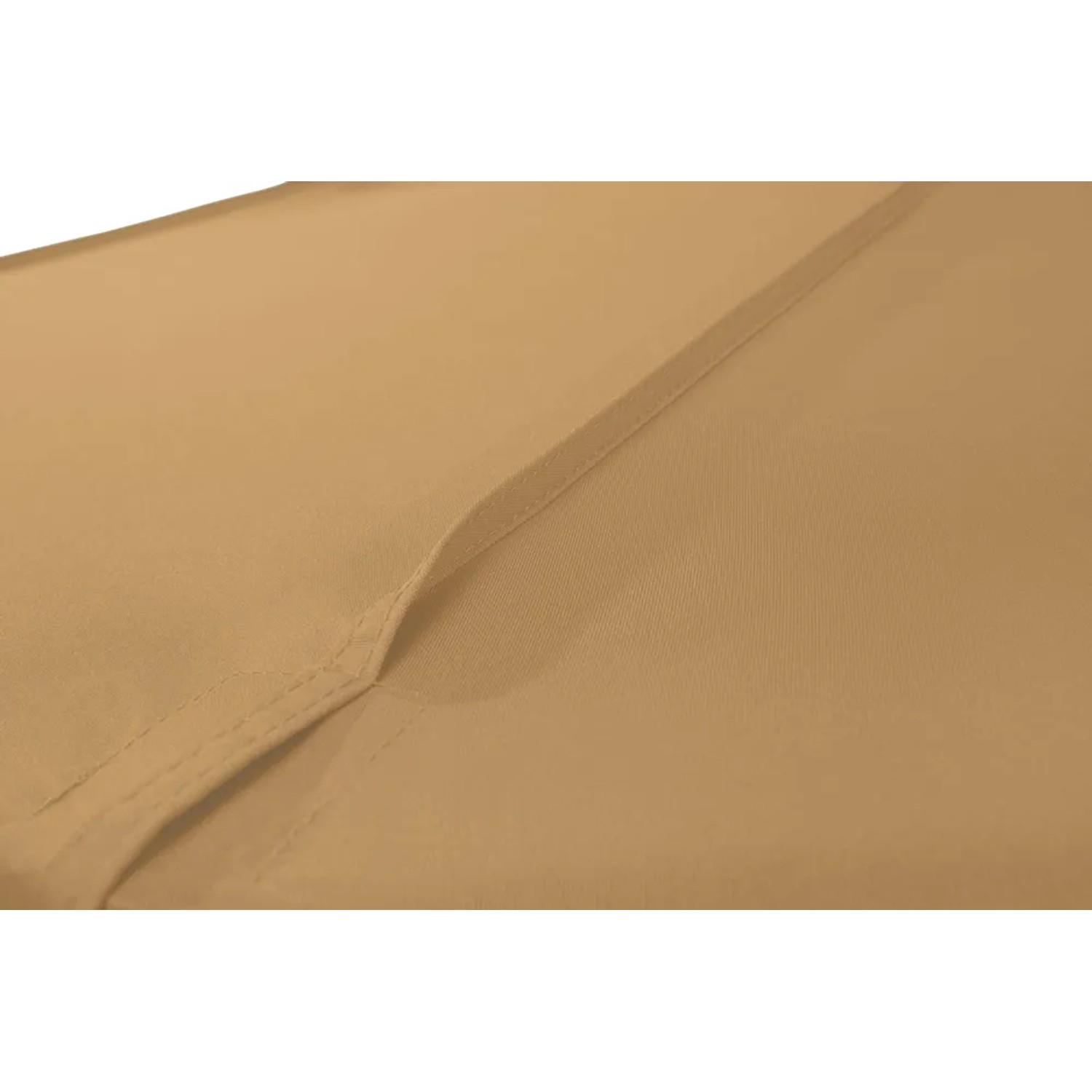 Detailaufnahme: Sandfarbener Bezug des Schneider Marktschirms Jumbo Ø 400 cm.