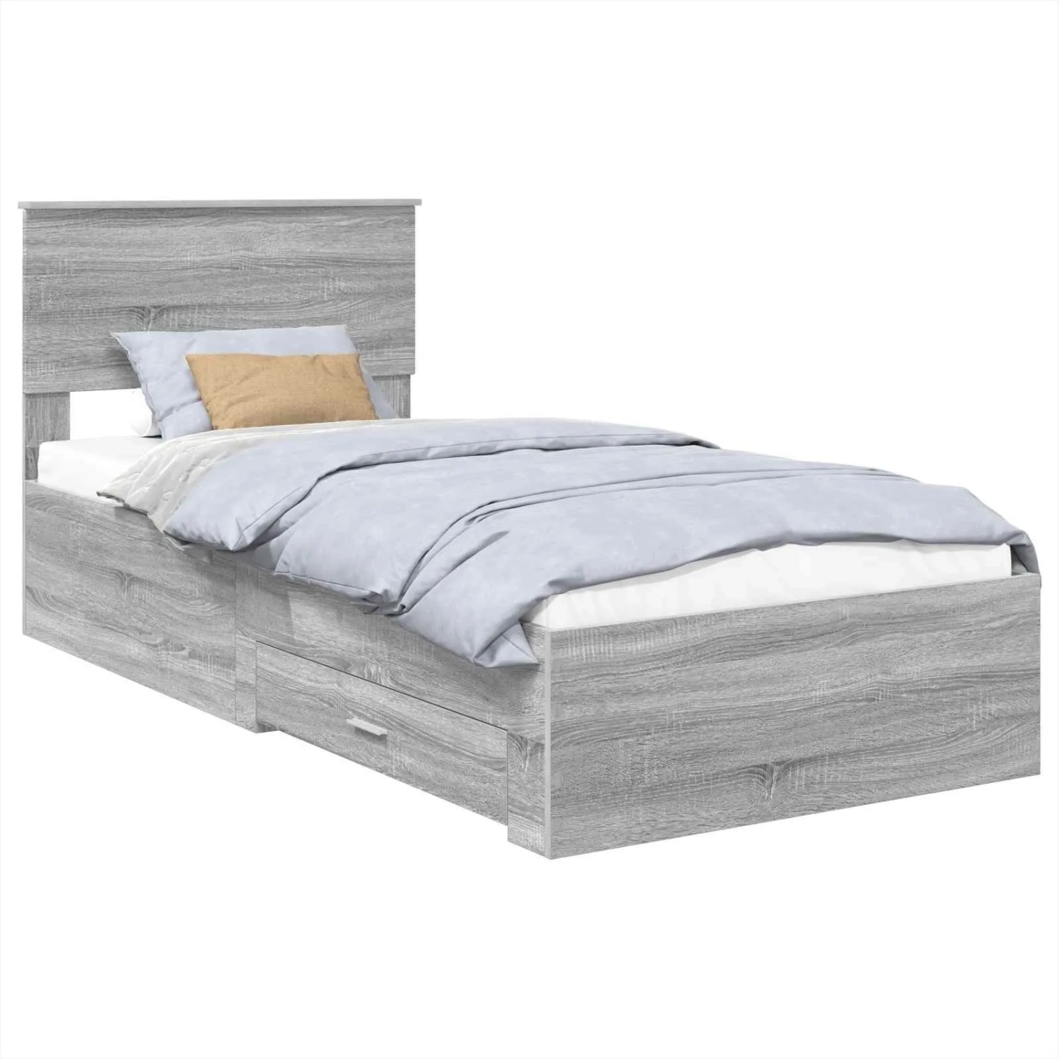 vidaXL Bettrahmen mit Kopfteil Grau Sonoma 90 x 190 cm Holzwerkstoff 3408313
