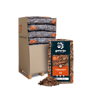 Palette Galamio Pinienrinde Grob, 13 Säcke à 60l. Natürlicher Bodenabdecker, unkrauthemmend.