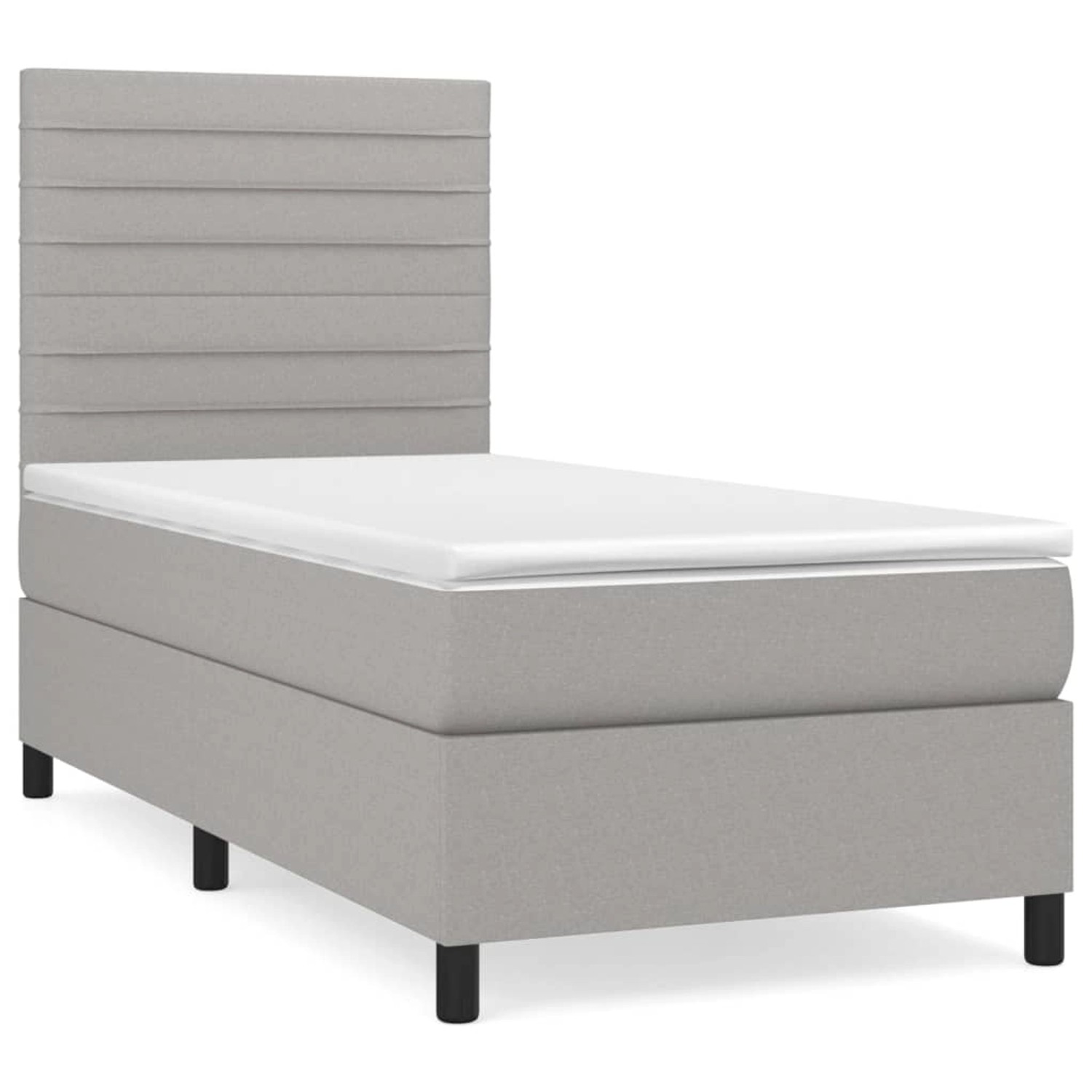 vidaXL Boxspringbett mit Matratze Hellgrau 90x190 cm Stoff1377602