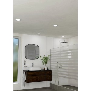 Weißer Eglo LED-Einbauspot Fueva 5, Ø 16,6 cm, 4.000K, IP44 im Badezimmer.