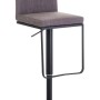 DELUKE Barhocker CARIN Stoff Grau 42x44x86cm Schwarz Barstuhl Höhenverstellbar Mit Lehne Drehbar Tresenhocker Tresenstuhl
