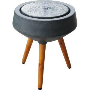 Moderner Silex Brunnen Toronto mit LED, aus Polyresin und Holz, für Garten und Balkon.