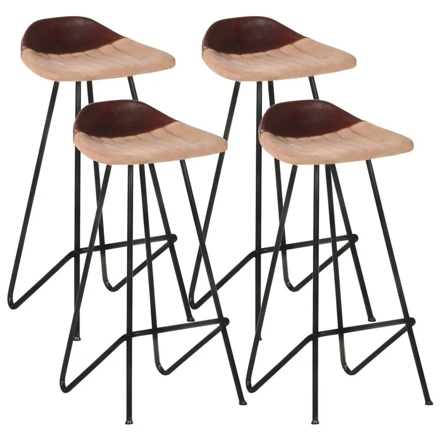 vidaXL Barhocker 4 Stk Braun Echtleder 320646