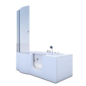 AcquaVapore Seniorendusche mit Whirlpool, Tür, Duschwand und Handbrause, 85x170 cm.