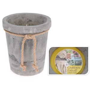 Zitronella Kerze im Zementtopf mit Kordel, Duftkerze zur Mückenabwehr.