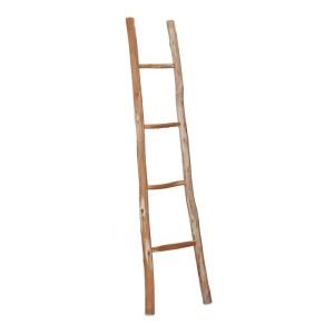Dekorative Holzleiter aus Kastanienholz, 150 cm hoch, für Garten und Wohnbereich.