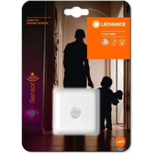 Ledvance Lunetta Square LED-Nachtlicht mit Bewegungssensor und RGB-Farbwechsel für die Steckdose.