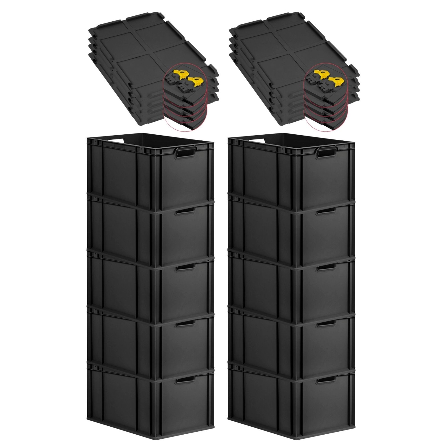 PROREGAL SuperSparSet 10x Eurobox Nextgen Grip Mit Scharnierdeckel Und Gelb günstig online kaufen