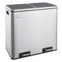 Svita TM2X24 Mülleimer, 48L, silberner Treteimer mit zwei Fächern für die Mülltrennung.