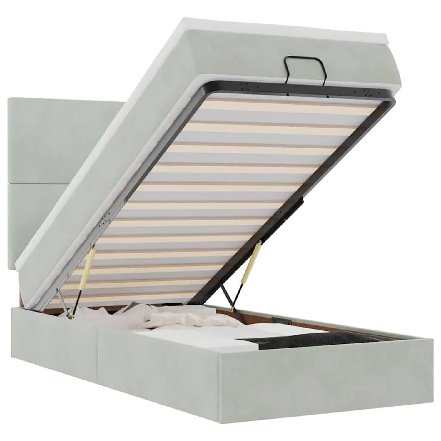 vidaXL Ottoman-Bett mit Matratzen Hellgrau 100x200 cm Samt 3313379