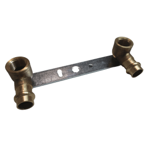 Kirchhoff RG-Montageeinheit mit 2 Muffen, blank, 15 mm x 18,7 mm, Stichmaß 100 mm für Pressfittings.