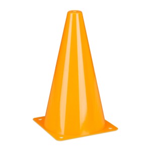 Orangefarbener, stapelbarer Pylon aus Kunststoff, 23 cm hoch, für Sport und Training.