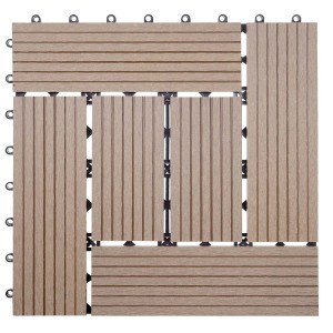 MCW WPC Bodenfliese Sarthe in Teak Holzoptik für Balkon und Terrasse, 30x30 cm.
